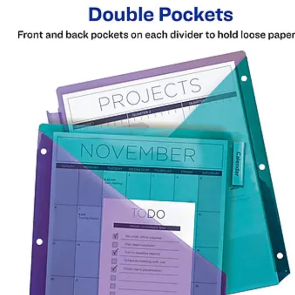 NWT Avery Big Tab Insertable Plastic Dividers, 5-Tab, Two Tone, Set - Picture 3 of 8